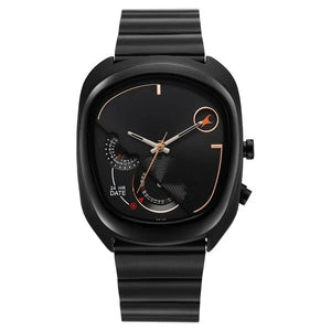 Fastrack UFO Quartz Black Dial Black Watch For Guys 3327nm01 - KRISHNA WATCH COMPANY
