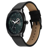 Fastrack Tick Tock Quartz Multifunction Green Dial Leather Strap Watch For Guys - 3330NL01