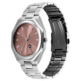 Fastrack 9 to Fine Analog with Salmon Pink Dial Metal Strap Watch for Guys 3353SM02