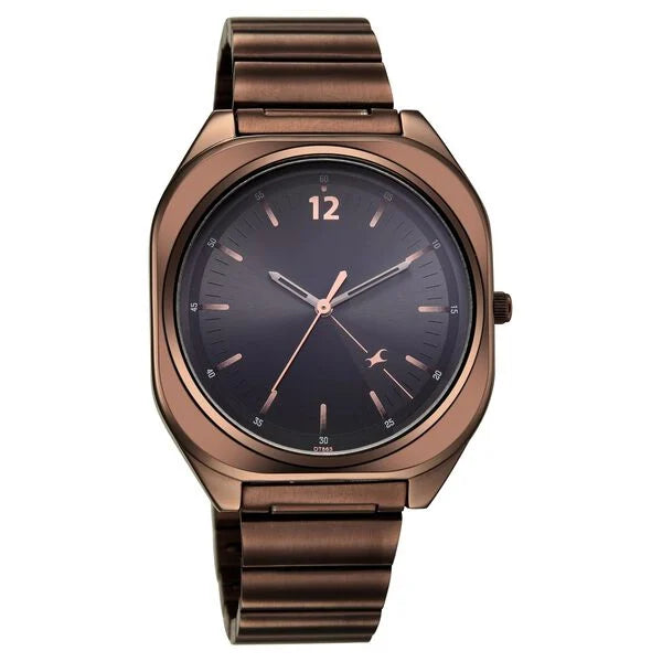 Fastrack 9 to Fine Analog with Black Dial Metal Strap Watch for Guys 3354QM01