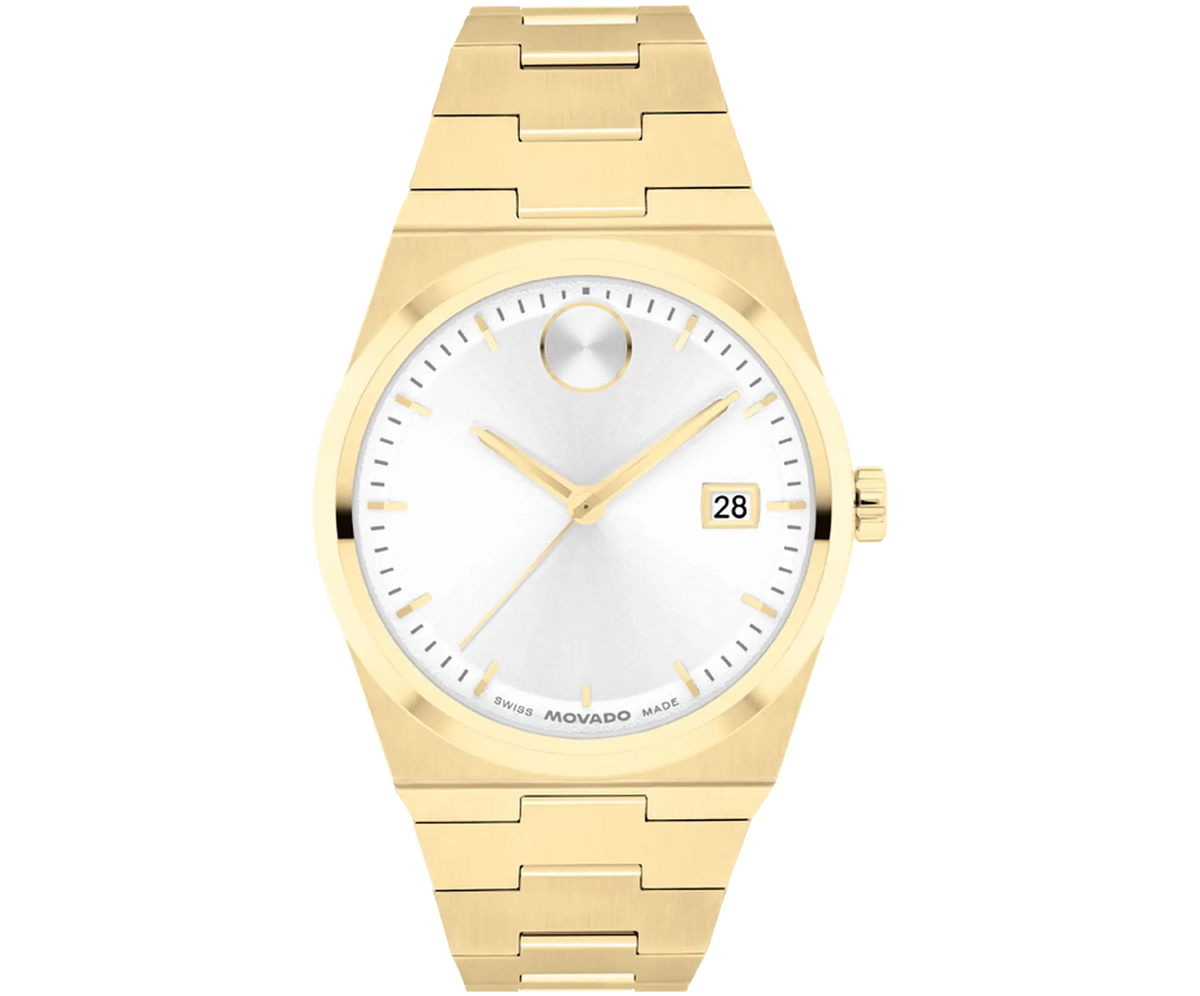 Movado Ladies' BOLD Quest Yellow IP White Dial 35mm Watch 3601187