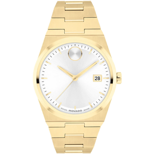 Movado Ladies' BOLD Quest Yellow IP White Dial 35mm Watch 3601187 - KRISHNA WATCH COMPANY