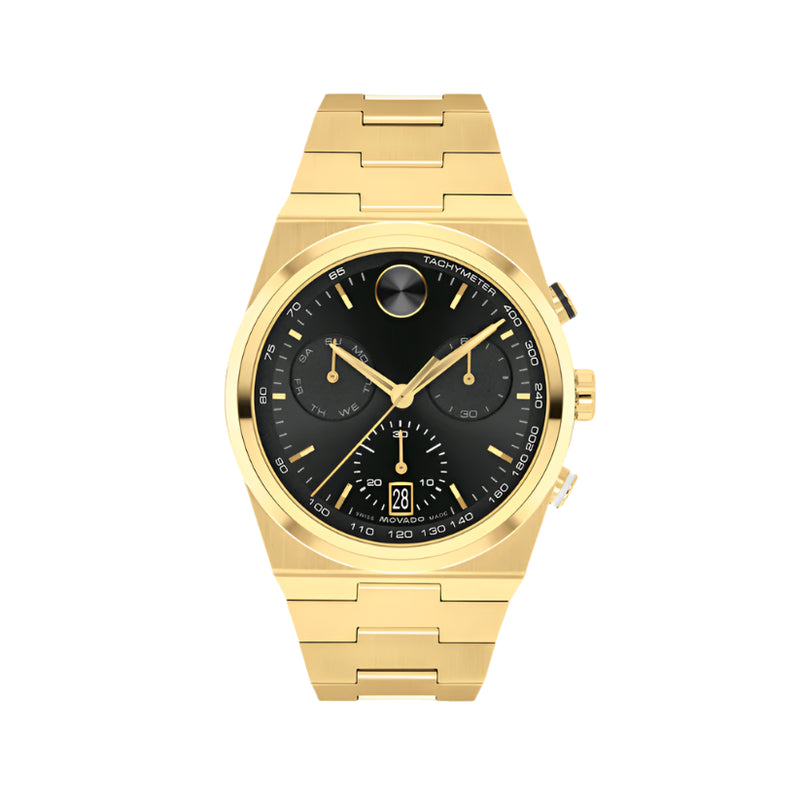 Movado Bold Men Quartz Black Dial Chronograph Stainless Steel Watch 3601198