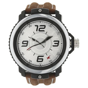 Fastrack Quartz Analog Silver Dial Leather Strap Watch for Guys 38017pl02 - KRISHNA WATCH COMPANY