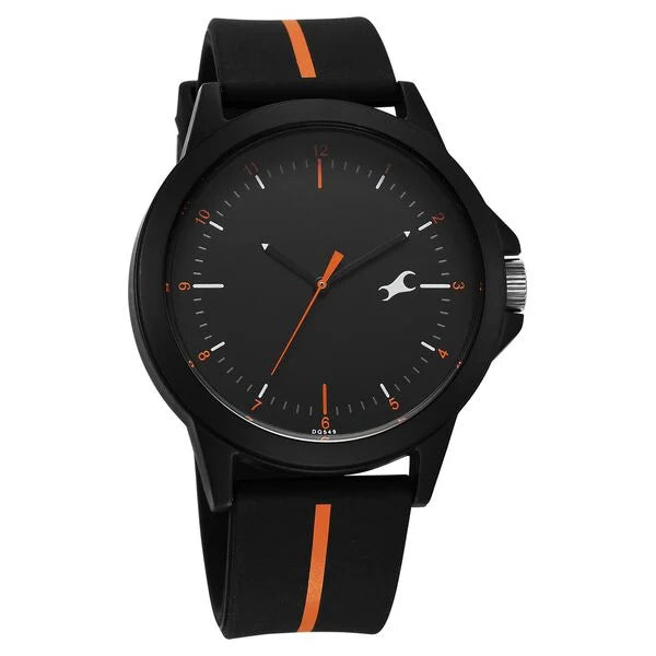 Fastrack Tees Urbanique Quartz Analog Black Dial Silicon Strap Watch For Unisex 38024pp79w - KRISHNA WATCH COMPANY