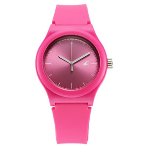 Fastrack Tees Urbanique Quartz Analog Pink Dial Silicon Strap Watch For Girls 38037pp20w - KRISHNA WATCH COMPANY