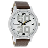 Fastrack Bold Quartz Analog White Dial Leather Strap Watch for Guys - 38051SL06 - KRISHNA WATCH COMPANY