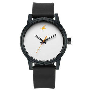 Fastrack Tees Quartz Analog White Dial Silicone Strap Watch for Guys 38062pp12 - KRISHNA WATCH COMPANY