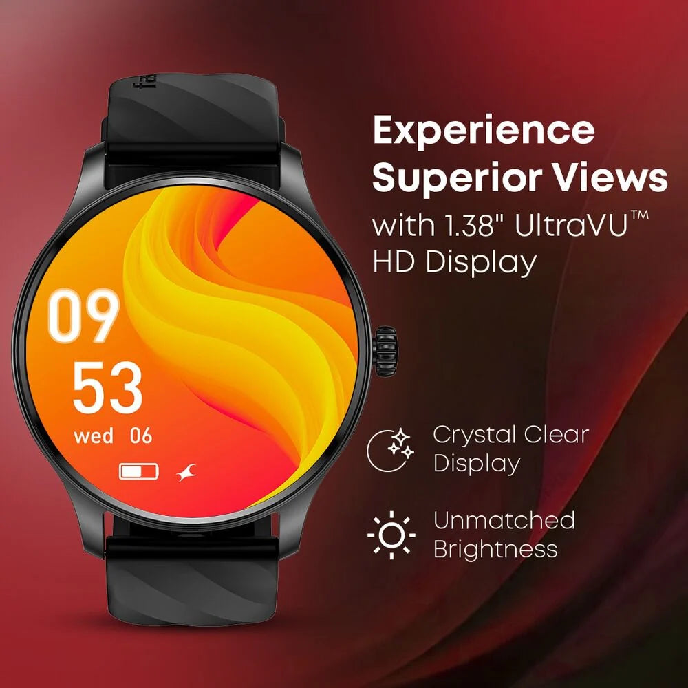 Fastrack Jupiter R1 With 3.50 cm, Fast Charge, 100+ Sports Mode, IP68, AI Voice Assistant, Fashion Smartwatch - 38088pp06k