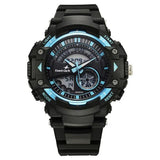 Fastrack StreetStyle Quartz Digital Black And Blue Dial Black PU Strap Unisex Watch 38097pp01w