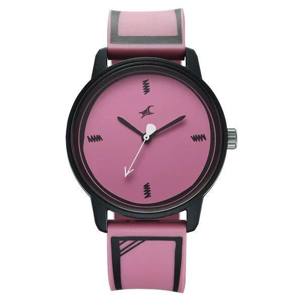 Fastrack Zine Quartz Analog Pink Dial Pink Silicone Strap Watch For Guys 38145pp06w