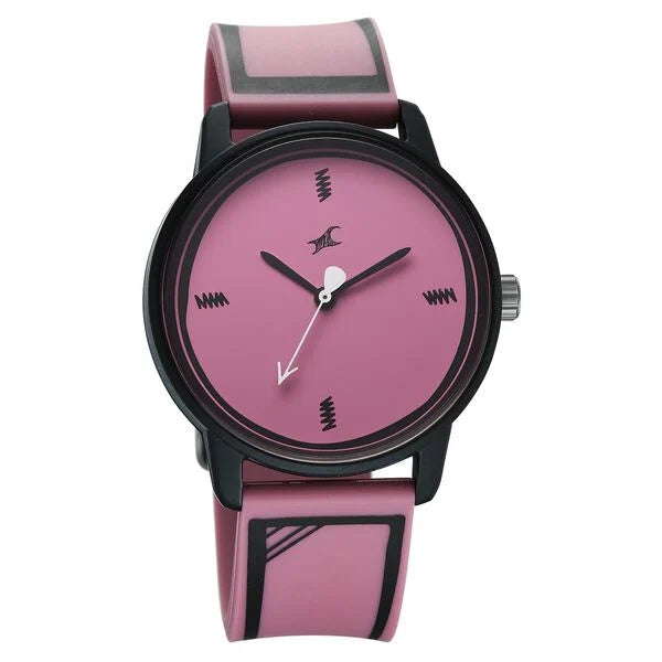 Fastrack Zine Quartz Analog Pink Dial Pink Silicone Strap Watch For Guys 38145pp06w