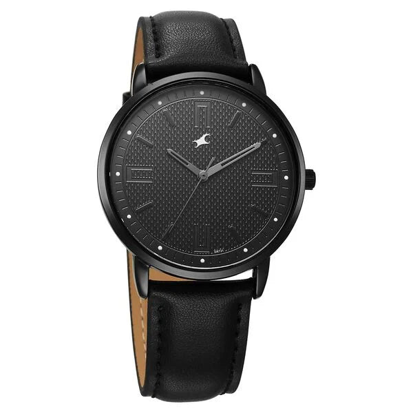 Fastrack Stunners X Quartz Analog Black Dial Leather Strap Watch For Guys 38159NL01 - KRISHNA WATCH COMPANY
