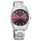 Fastrack Stunners X Quartz Analog Maroon Dial Stainless Steel Strap Watch For Guys 38162sm01
