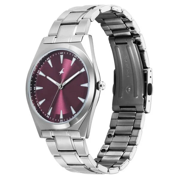 Fastrack Stunners X Quartz Analog Maroon Dial Watch For Guys - 38162SM01 - KRISHNA WATCH COMPANY