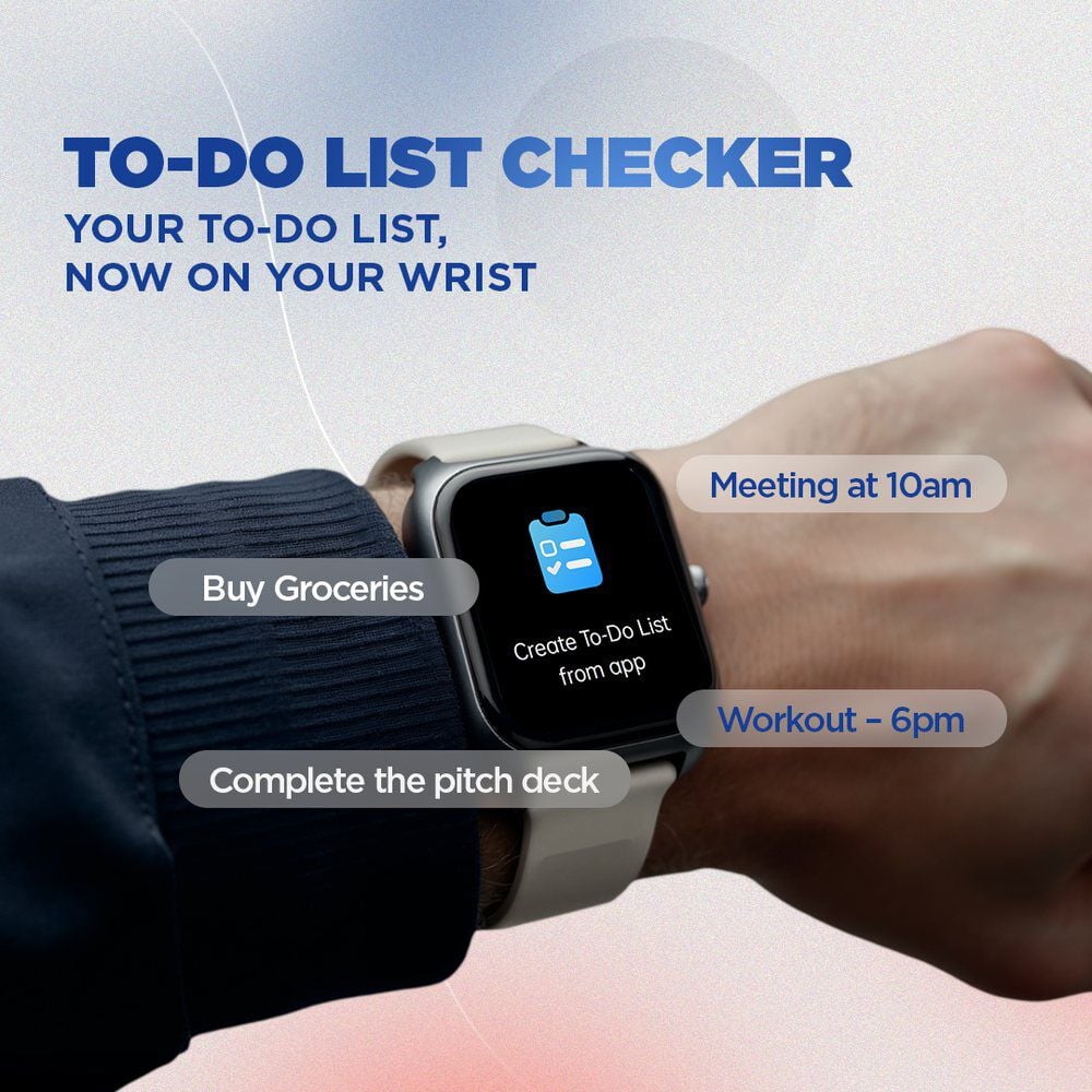 Fastrack VOX Plus - 4.69 cm Ultra Vu Display, IP68 Smartwatch, To do list, Offline Voice Commands, Functional Crown - 38175PP03K - KRISHNA WATCH COMPANY