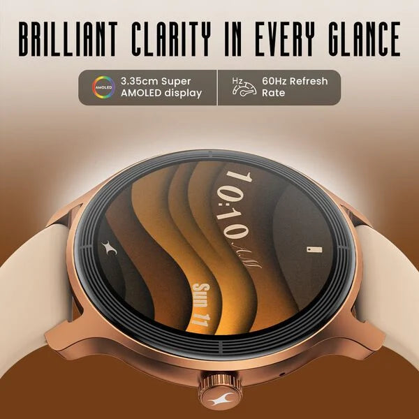 Fastrack Sleek Smartwatch 1.32" inch AMOLED Display, Sleek Design, Functional Crown, QR Hub, Multiple Menu Styles - 38185PP03K - KRISHNA WATCH COMPANY