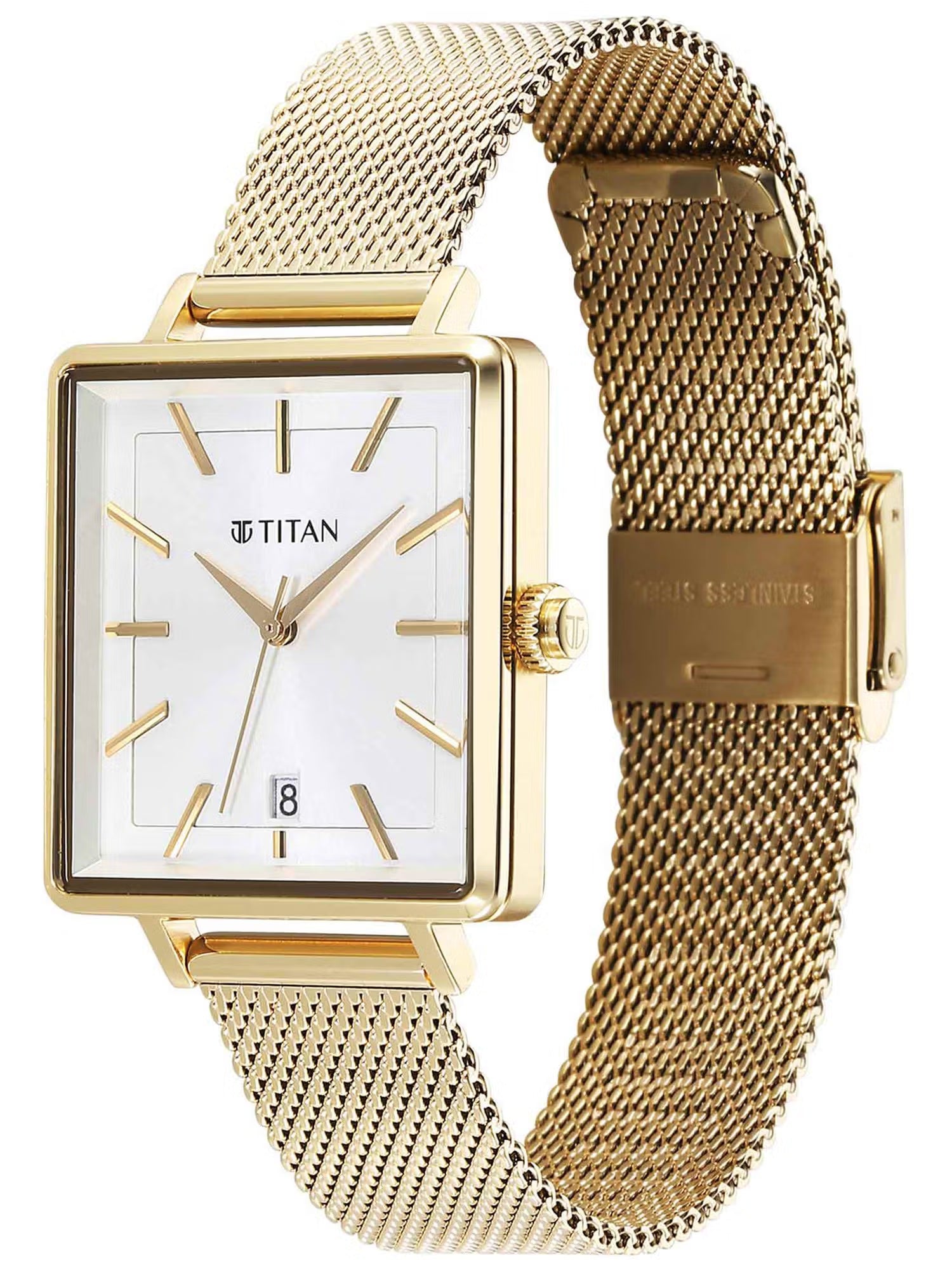 Titan Minimalists Quartz Analog with Date Watch for Women - 94205YM01