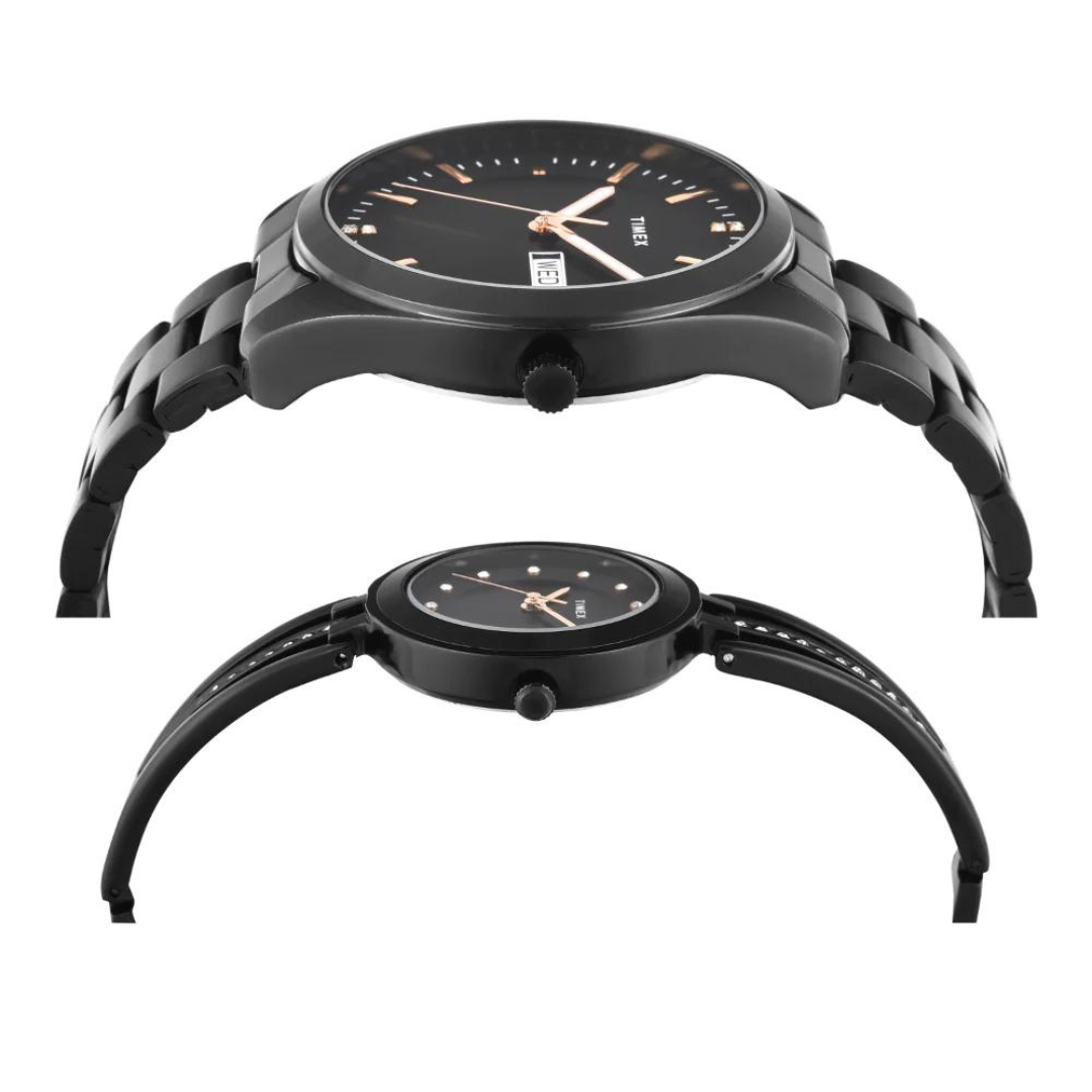 Timex Pairs Black Round Analog Dial Watch- TW00PR310
