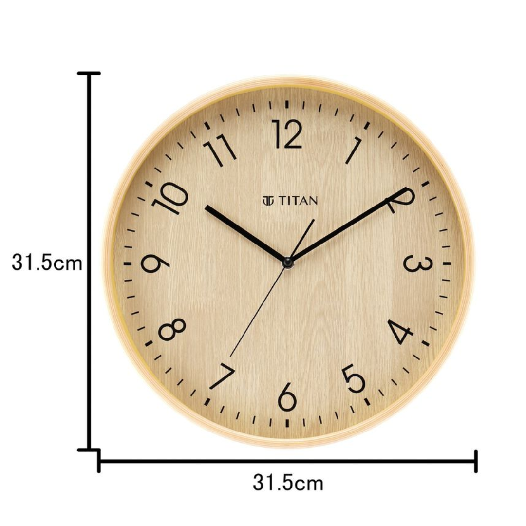 Titan Wooden Wall Clock with Dark Brown Dial W0023WA02A