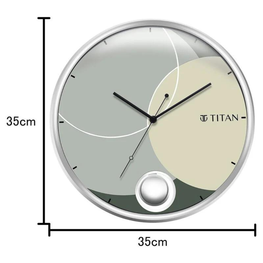 Titan Contemporary Round Pendulum Clock with a Metallic Finish and Silent Sweep - 35 cm x 35 cm (Medium)  W0069PP01