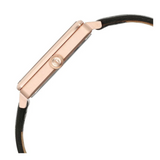 Titan Minimalists Quartz Analog with Date Silver Dial Black Leather Strap Watch for Women 94205WL02