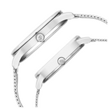 Titan Quartz Analog White Dial Stainless Steel Strap Watch for Couple 18062648SM01