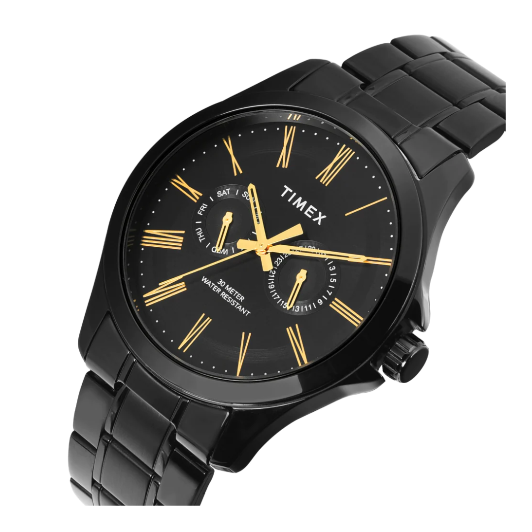 Timex Men Black Round Analog Dial Watch- TW000X135