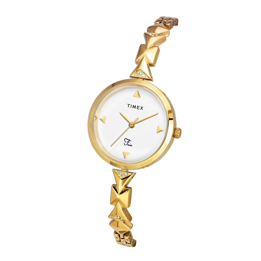 Timex Fria Female White Analog Brass Watch TWEL18301