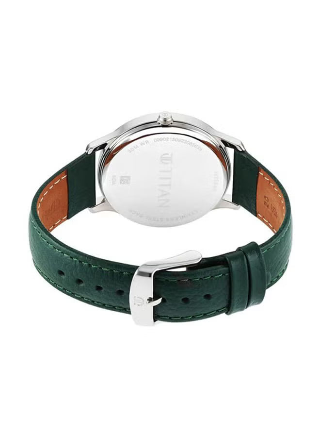 Titan Yin & Yang Green Dial Analog Leather Strap Watch for Men 1825SL05