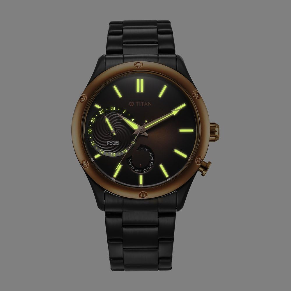 Titan Stellar Quartz Multifunction Brown Dial Watch for Men - 10009KM02 - KRISHNA WATCH COMPANY