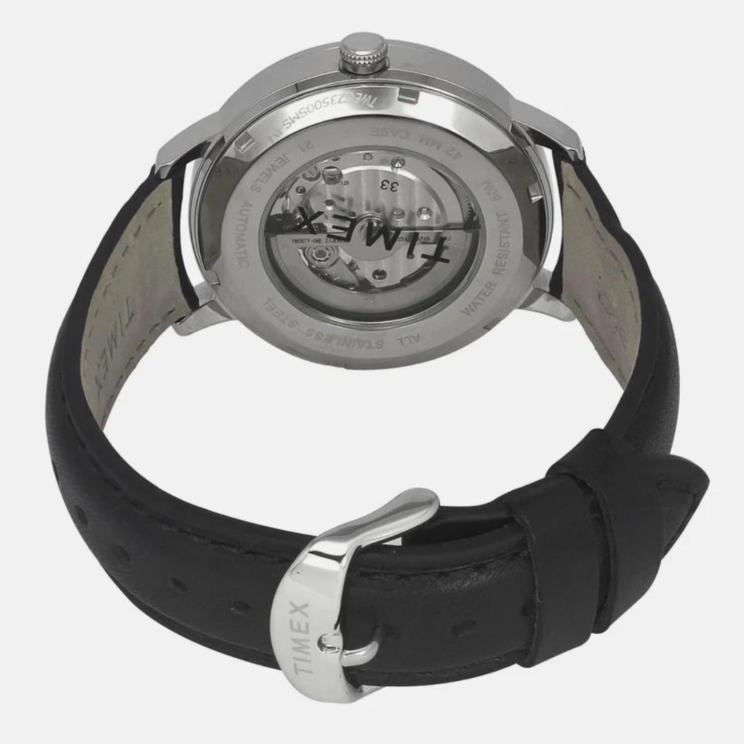 Timex E Class Male Silver Analog Leather Watch TWEG23500