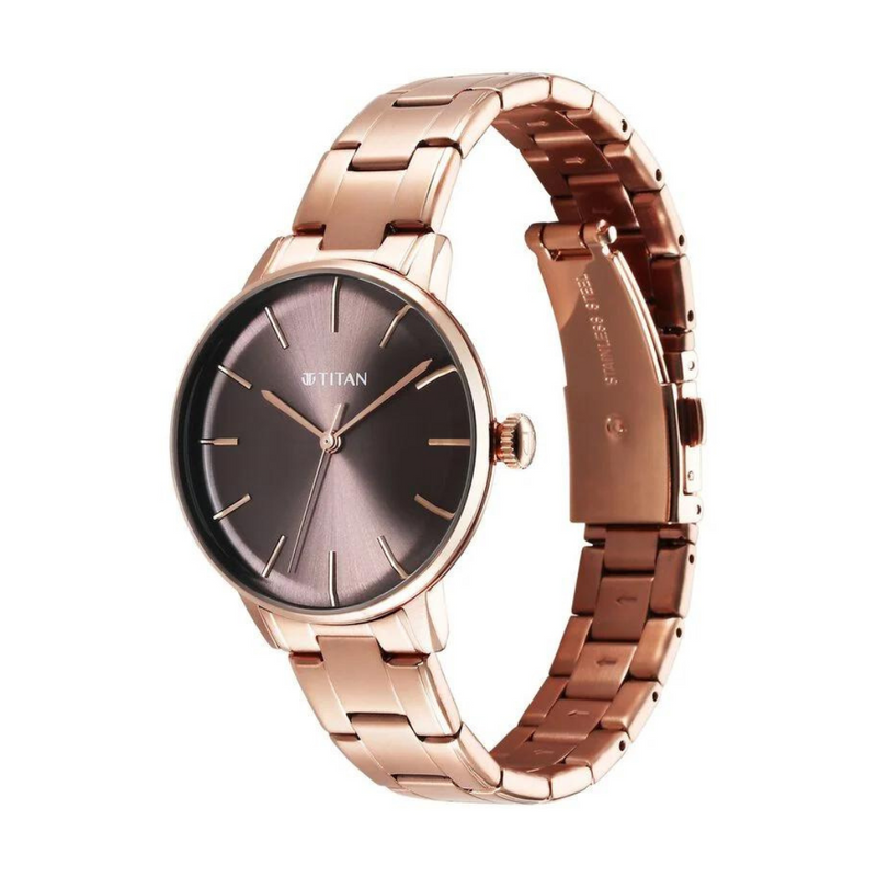 Titan TGIF Quartz Analog Brown Dial Rose Gold Watch for Women - 95248WM01 - KRISHNA WATCH COMPANY