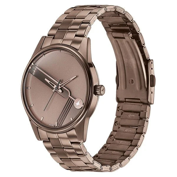 Fastrack Stunners Quartz Analog Brown Dial Stainless Steel Strap Watch for Guys 3305qm01