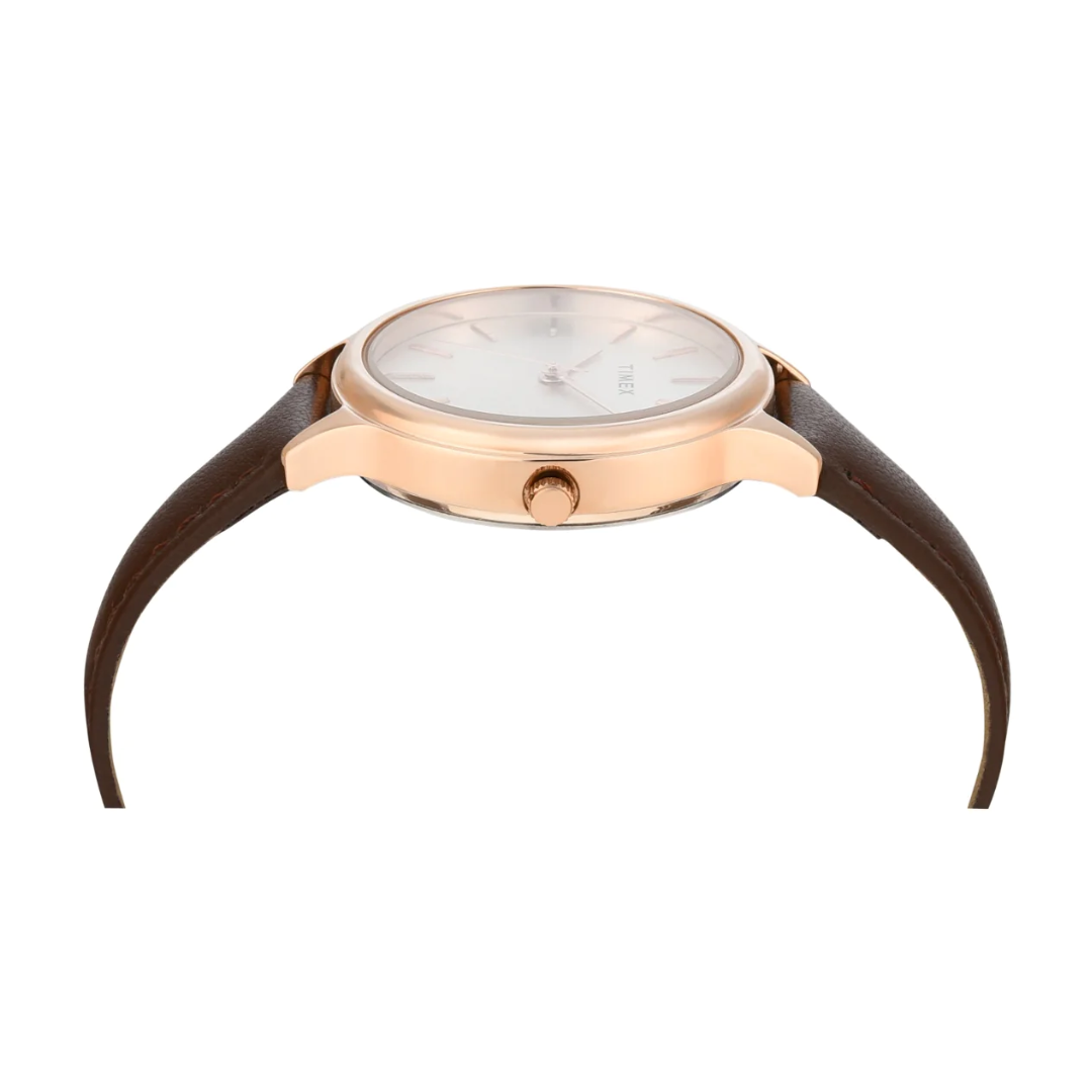 Timex Women Analaog Silver Round Brass Dial Watch- TWTL12105
