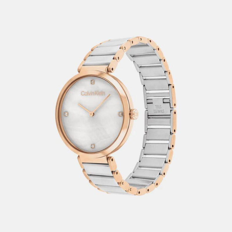 Calvin Klein Minimalistic T-Bar Female Mother Of Pearl Analog Stainless Steel Watch 25200430