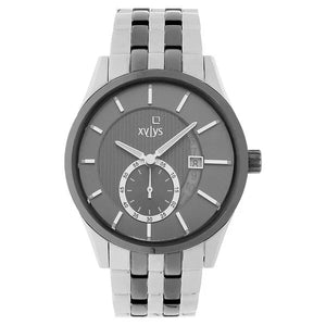 Xylys Quartz Analog with Date Grey Round Dial Two Toned Stainless Steel Strap Watch For Men 40024km02e - KRISHNA WATCH COMPANY