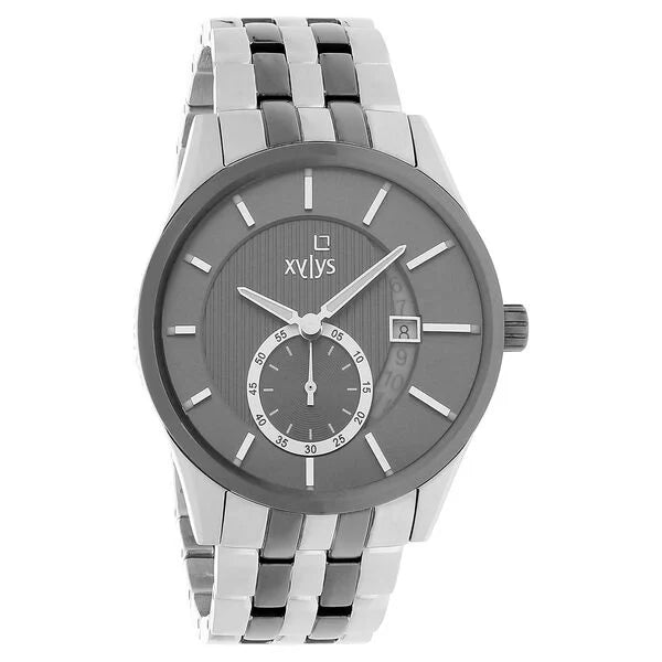 Xylys Quartz Analog with Date Grey Round Dial Two Toned Stainless Steel Strap Watch For Men 40024km02e