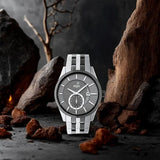 Xylys Quartz Analog with Date Grey Round Dial Two Toned Stainless Steel Strap Watch For Men 40024km02e