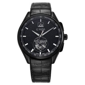 Xylys Swiss Chronograph Black Leather Strap Aventurine Dial Watch For Men 40043nl01 - KRISHNA WATCH COMPANY
