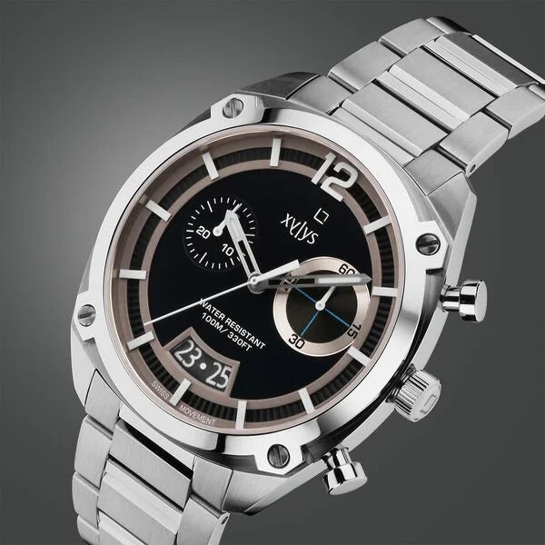 Xylys Swiss Chronograph Silver Stainless Steel Strap Blue Dial Watch For Men 40055sm01e