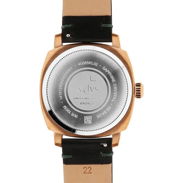 Xylys Quartz Analog Green Dial Black Leather Strap Watch For Men 40065kl02e
