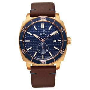 Xylys Quartz Analog Blue Dial Brown Leather Strap Watch For Men 40065kl03e - KRISHNA WATCH COMPANY