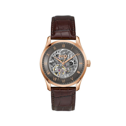 Boss Men Principle Skeleton Grey Round Dial Analog Watch - 1514253