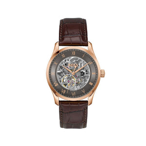 Boss Men Principle Skeleton Grey Round Dial Analog Watch - 1514253 - KRISHNA WATCH COMPANY