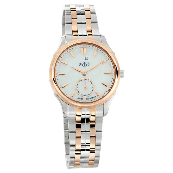 Xylys Swiss Analog Two Toned Stainless Steel Strap Mother of Pearl Dial Watch For Women 45016km01e