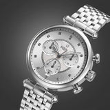 Xylys Quartz Chronograph Silver Dial Silver Stainless Steel Strap Watch For Women 45025sm01e
