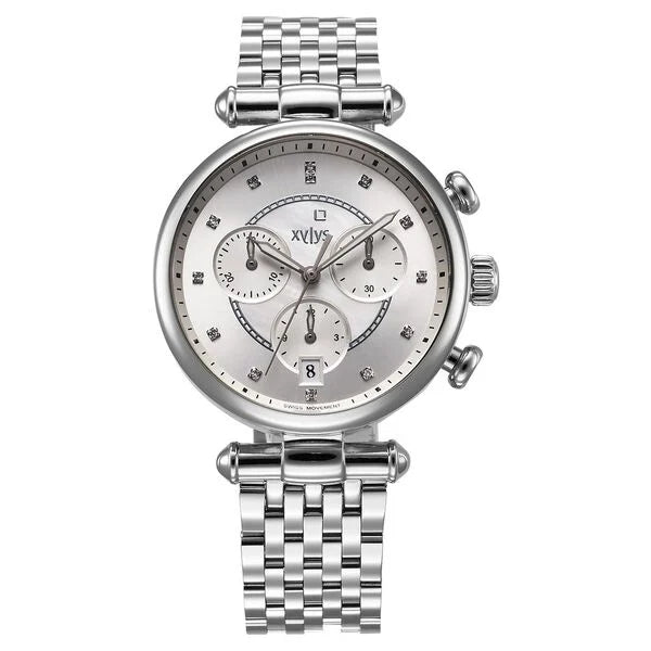 Xylys Quartz Chronograph Silver Dial Silver Stainless Steel Strap Watch For Women 45025sm01e