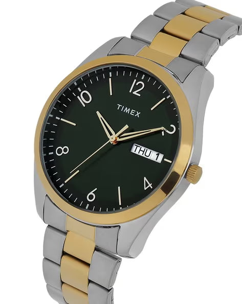 Timex Men Green Round Analog Brass Dial Watch- TWTG10404