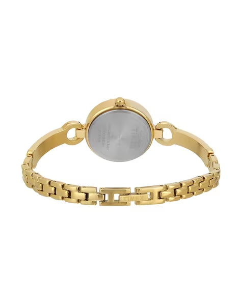 Timex Women White Round Analog Brass Dial Watch- TWEL11435